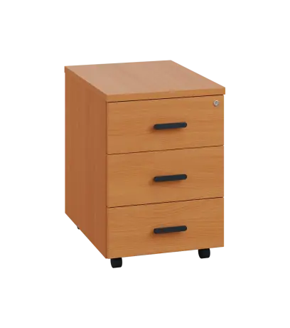 LKC 2 - 00 kontejner pojízdný, 3-zásuvkový, deska 25 mm, centrální zámek, buk Royal